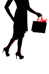 silhouette woman's body shopping bag