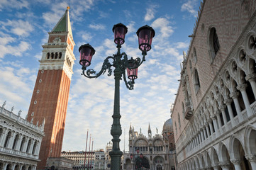 Fototapeta na wymiar St Mark's Square, Venice. Doges Palace, Campanile, Liberia Sanso