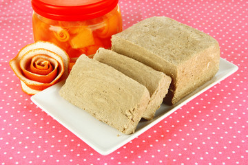 Tasty halva  on table close-up