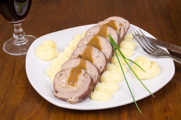 Paupiette served with wine