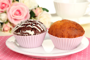 Sweet cupcakes close up