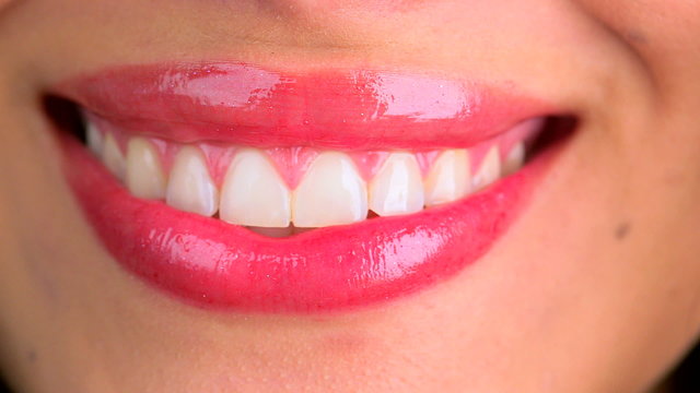 Extreme close up of smiling lips
