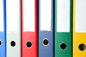 Bright office folders, close up