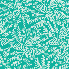 Fototapeta premium Vector Emerald green plants seamless pattern background with