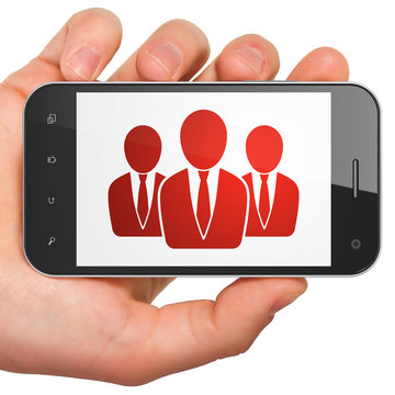 Advertising concept: Business People on smartphone