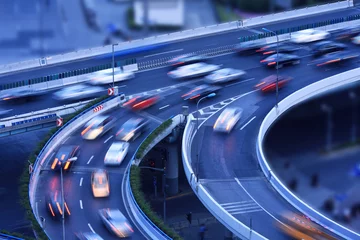Light filtering roller blinds Fast cars Highway traffic