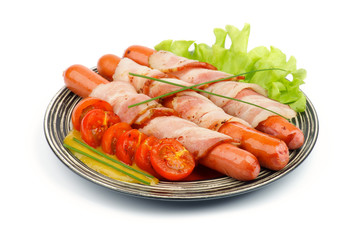 Sausages Wrapped in Bacon