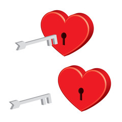 padlock heart with key