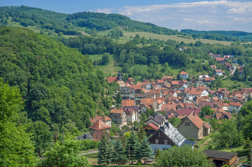 Fototapeta na wymiar Urlaubsort Steinbach im Thüringer Wald bei Bad Liebenstein