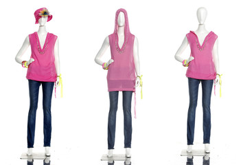 Fototapeta premium female clothing in jeans on three mannequin