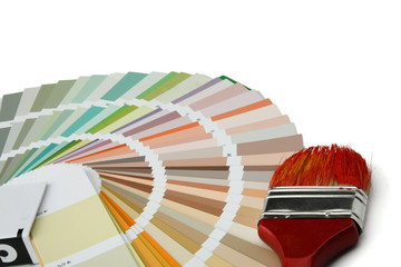 Paintbrush and colorful paint