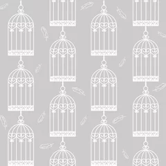 Papier Peint photo Oiseaux en cages cages à oiseaux et plumes
