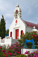 Traditional church at Mykonos island in Greece