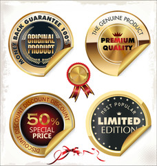 Set of golden PREMIUM quality labels