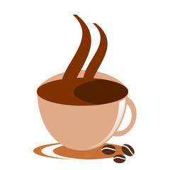 Cup of coffee with coffee beans