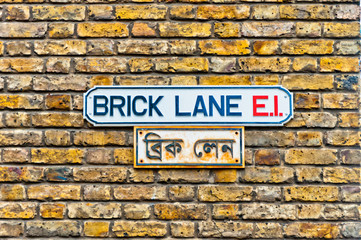 Fototapeta na wymiar Brick Lane znak ulicy w East End, Londyn - Wielka Brytania