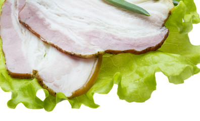 Bacon with salad leaves