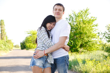Fototapeta premium Boy and girl embracing