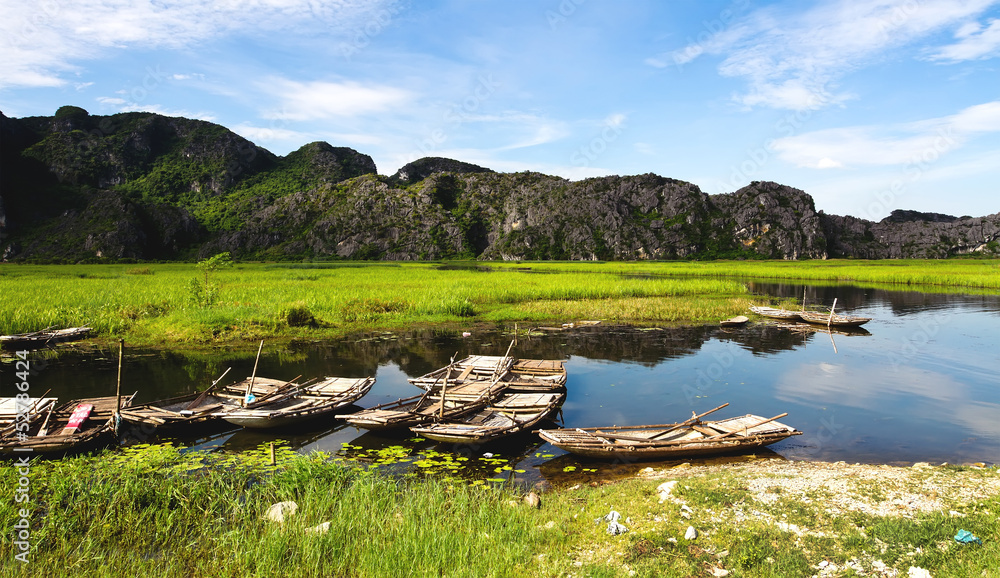 Wall mural Van Long - The famous eco-tourism of Ninh Binh,Vietnam