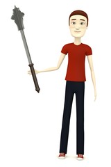 3d render of cartoon character with mace