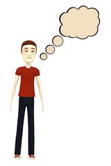 3d render of cartoon character with speech bubble