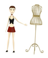 3d render of cartoon character with shop dummy