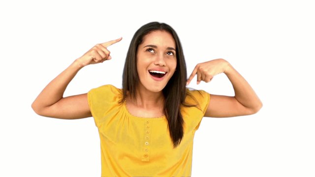 Woman making crazy gesture on white background