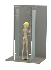 3d render of cartoon character in shower