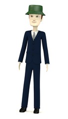 3d render of cartoon character with summer hat