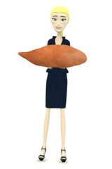 3d render of cartoon character with sweet potato