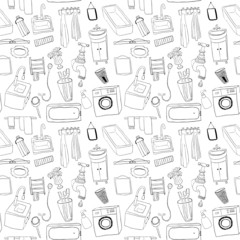 Bathroom objects seamless pattern