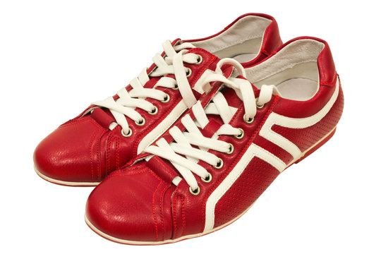 Red leather sneakers