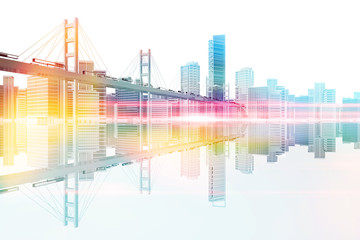 Panele Szklane Podświetlane  Most do panoramy miasta