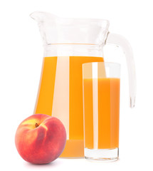Peach fruit juice in glass jug