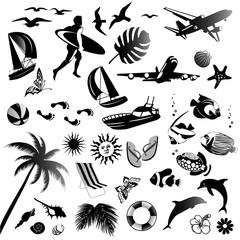 Set of vector icons of summer
