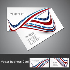 American Flag 4th july business card set wave white vector illus
