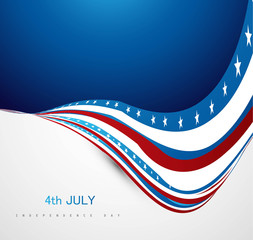 American Independence Day shiny wave vector illustration