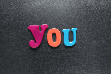 word you spelled out using colored fridge magnets