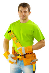 construction worker in green t-shirt