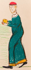 Fototapeta na wymiar medieval russian man in green caftan
