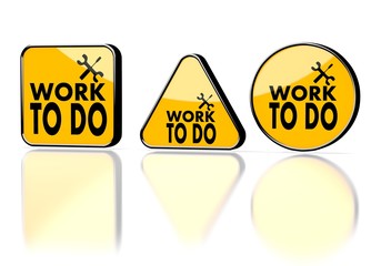 work to do symbol on three warning signs