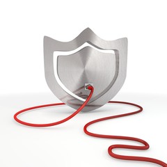 protection symbol connected with a network cable
