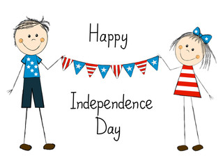Independence day card with happy children
