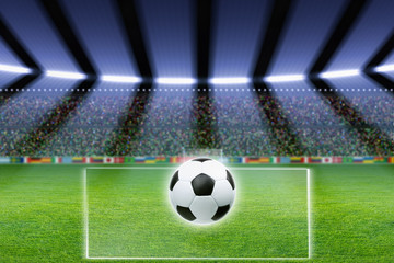 Obraz premium Piłka nożna, stadion, reflektory