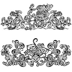 swirling floral pattern, abstract design ornament floral motifs