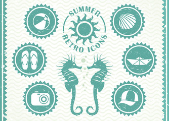 Summer retro icons