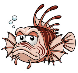 Vector illustration of lionfish cartoon