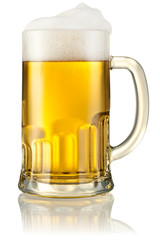 Mug with beer isolated on white. With clipping path