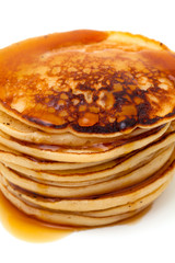 Stack of pancakes isolated on white