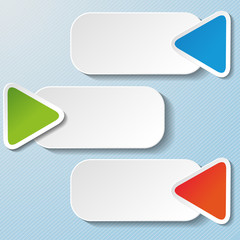 Three Options Triangle Labels Stripes Background.